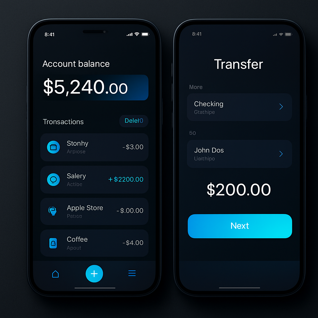 Mobile Banking App project mockup